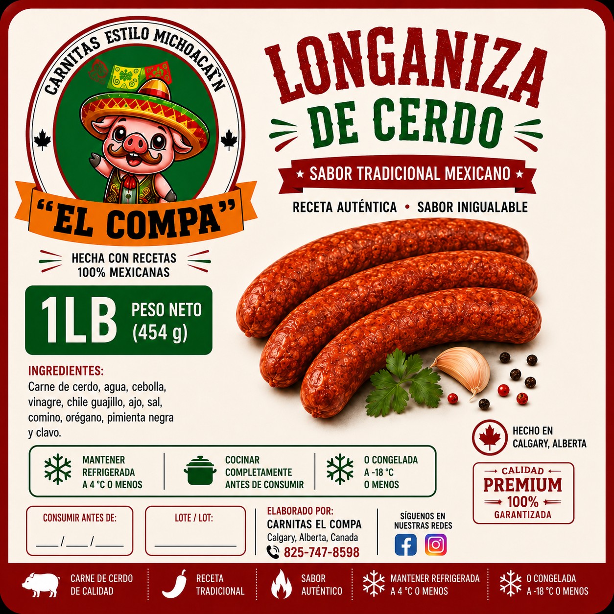 Longaniza de Cerdo — 1 lb